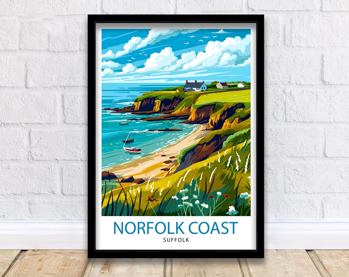 Norfolk Coast Suffolk Cliffs Sailing Boats Wildflower Poster
