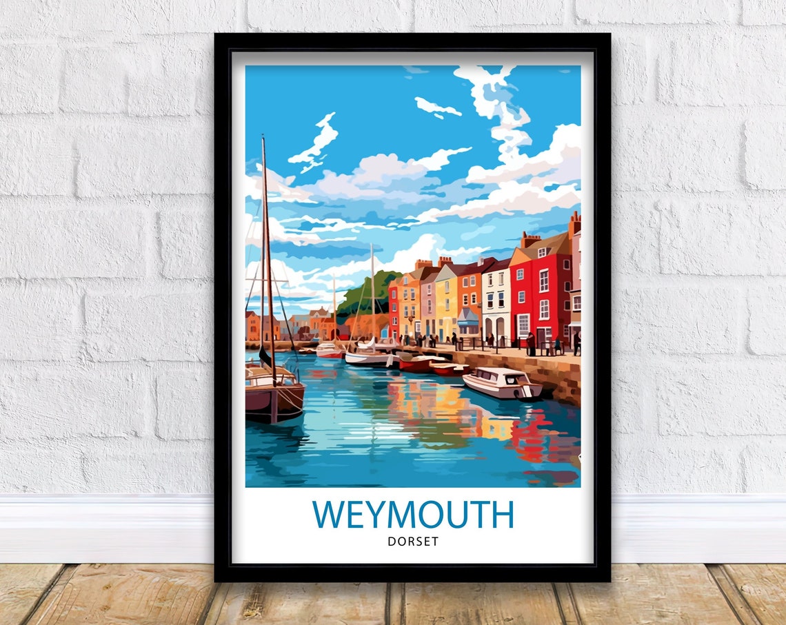 Weymouth Dorset Harbor Colorful Waterfront Houses Sailboat Poster