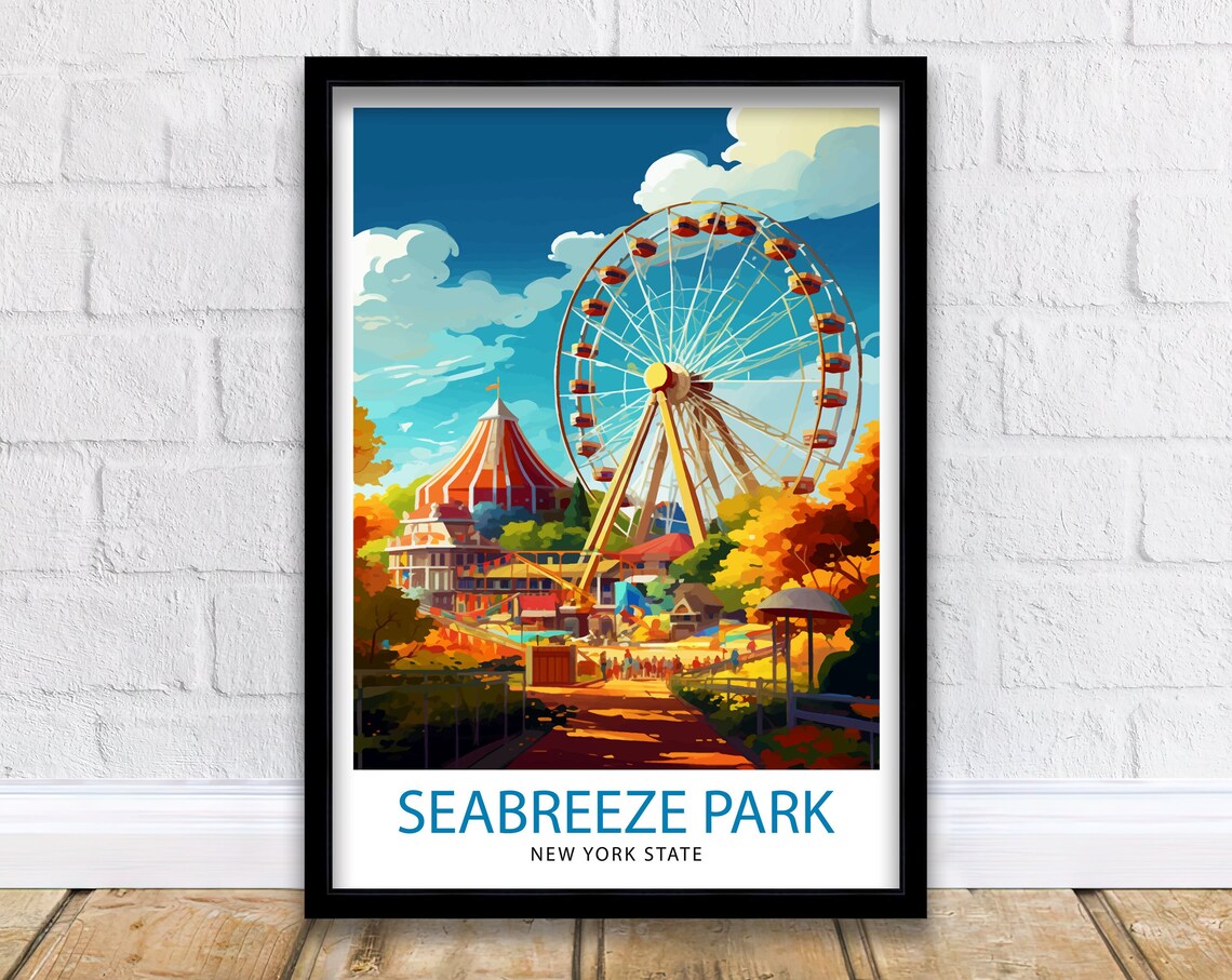 Seabreeze Amusement Park Texas Travel Poster