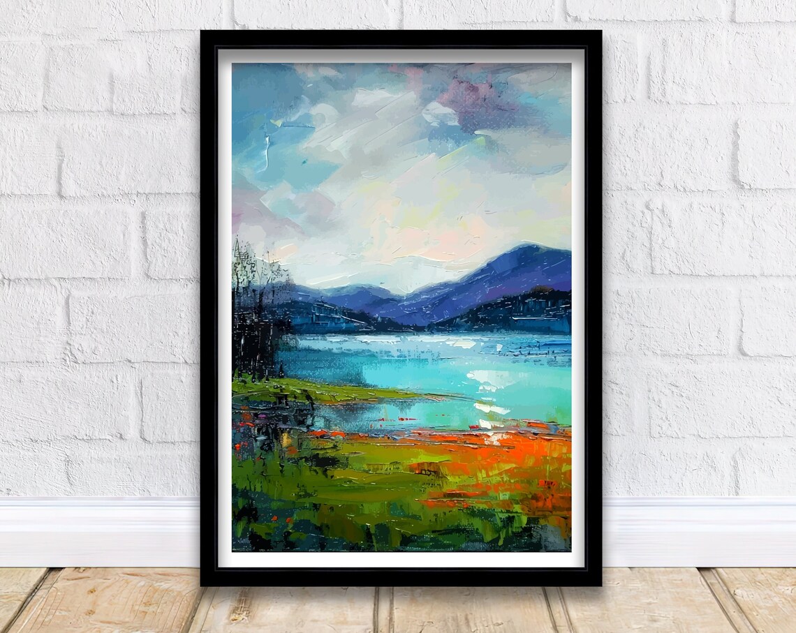 Derwentwater Lake District England Violet Fells Lake Abstract Poster