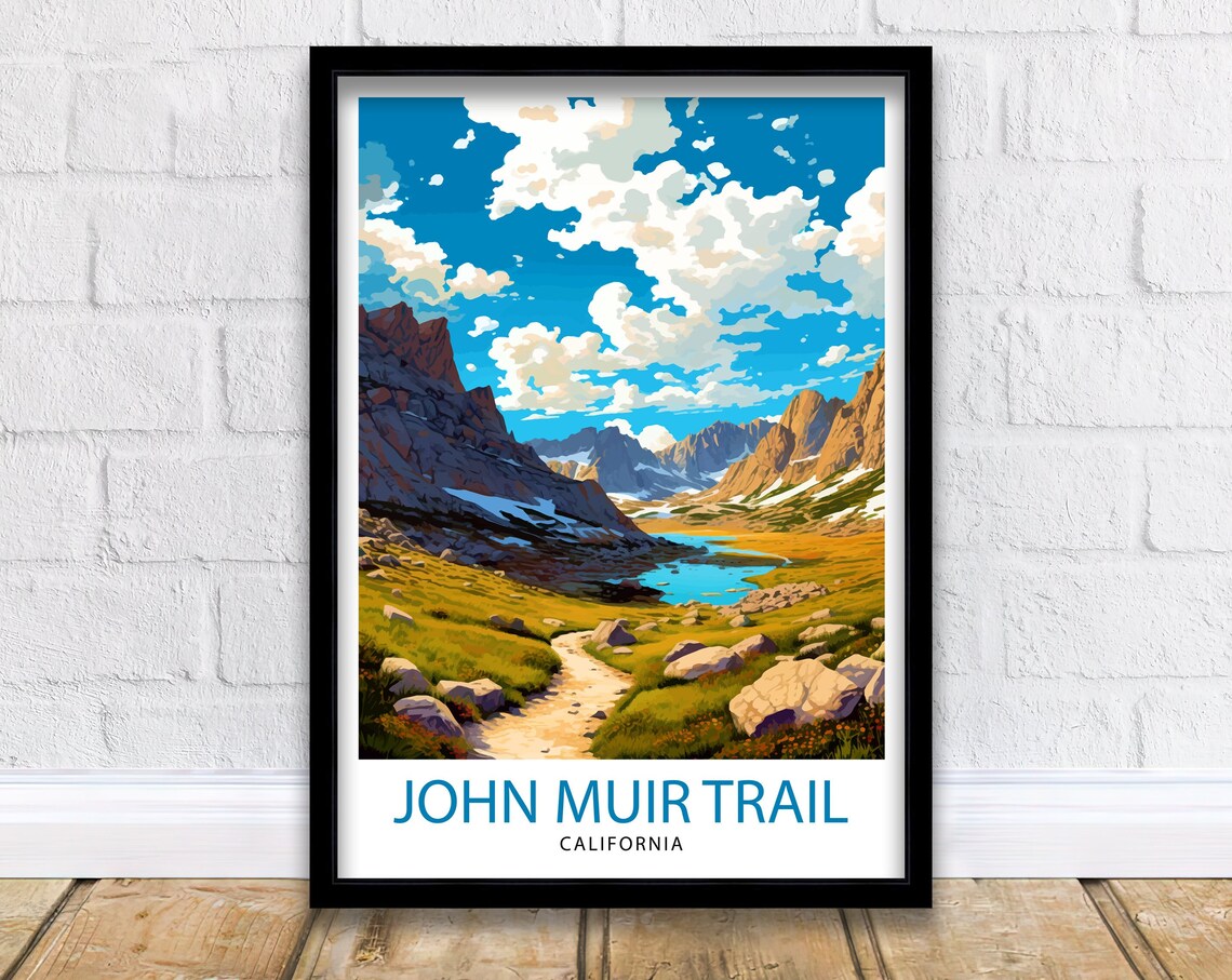 John Muir Trail California Travel Poster, Nature Landscape