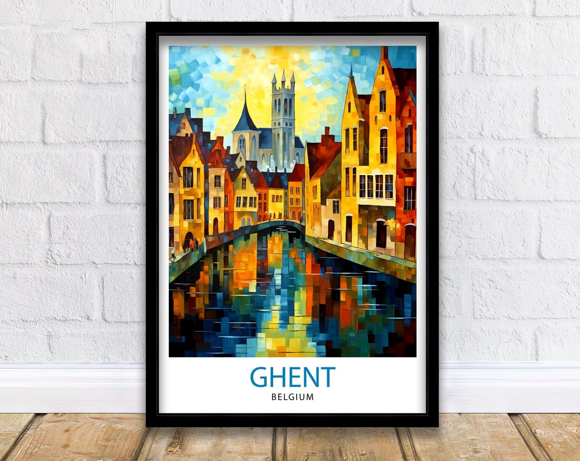 Ghent Belgium Travel Print Ghent Wall Decor Ghent Poster Belgium Travel Prints Ghent Art Print Ghent Illustration Ghent Wall Art Belgium
