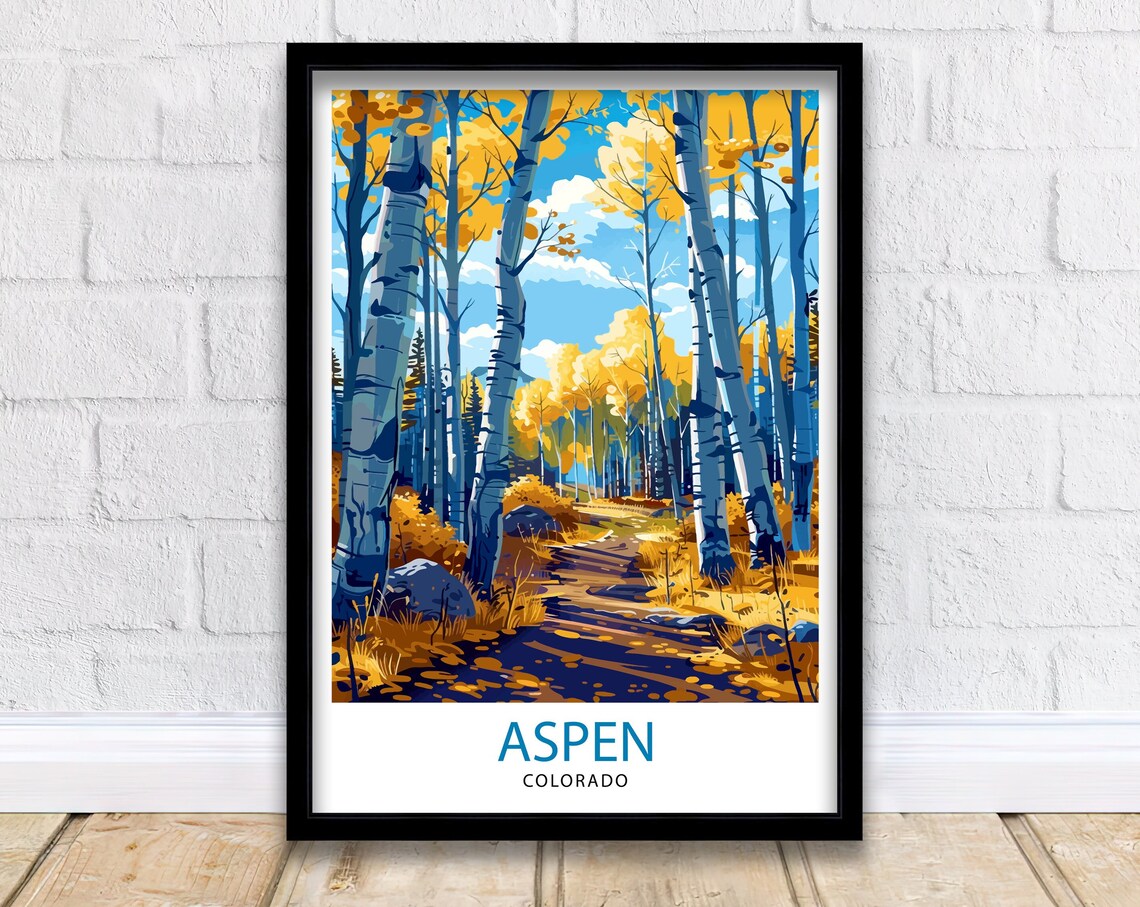 Aspen Colorado Golden Fall Aspen Grove Autumn Forest Path Poster