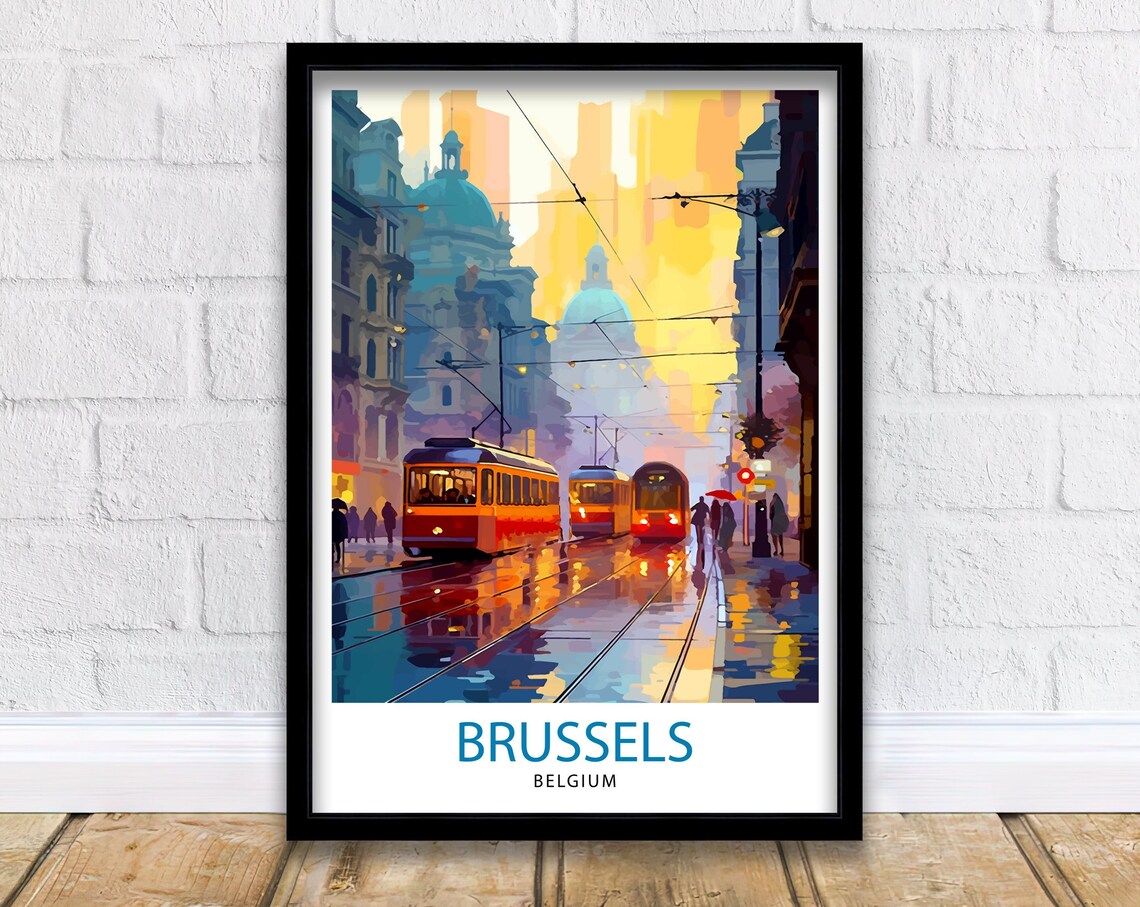 Brussels Belgium Travel Poster, European Wall Decor