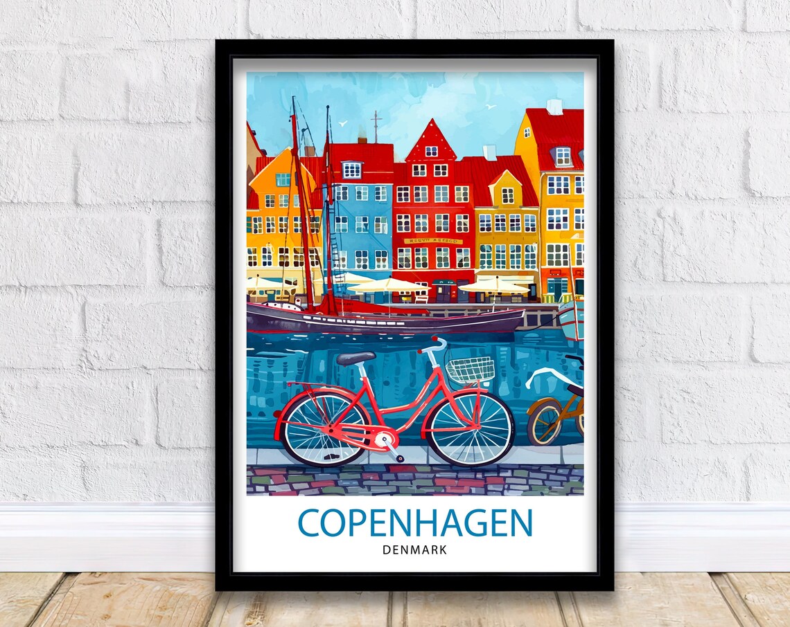 Copenhagen Denmark Travel Poster, Europe Wall Decor