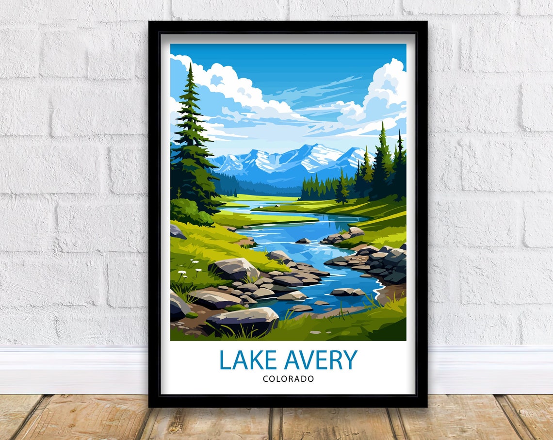 Lake Avery Rocky Stream Evergreen Forest Peaks Colorado Poster