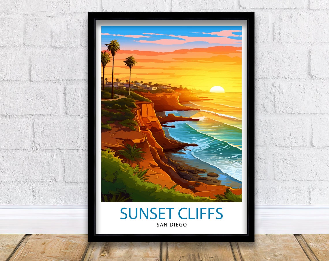Sunset Cliffs San Diego Golden Hour Ocean Cliff Sunset Poster