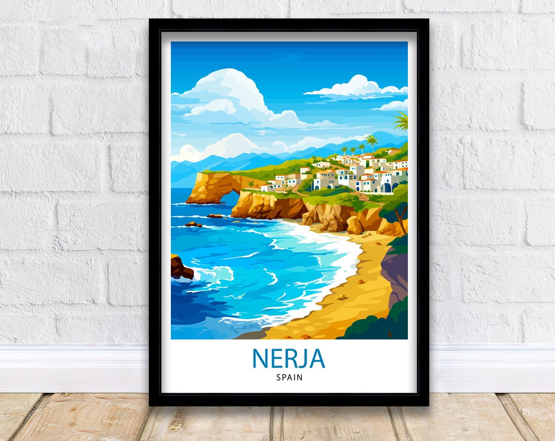 Nerja Spain Travel Poster, European Wall Art