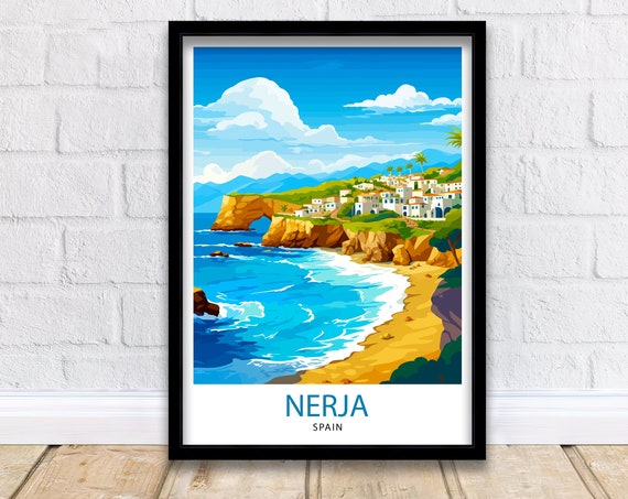 Nerja Spain Travel Poster, European Wall Art
