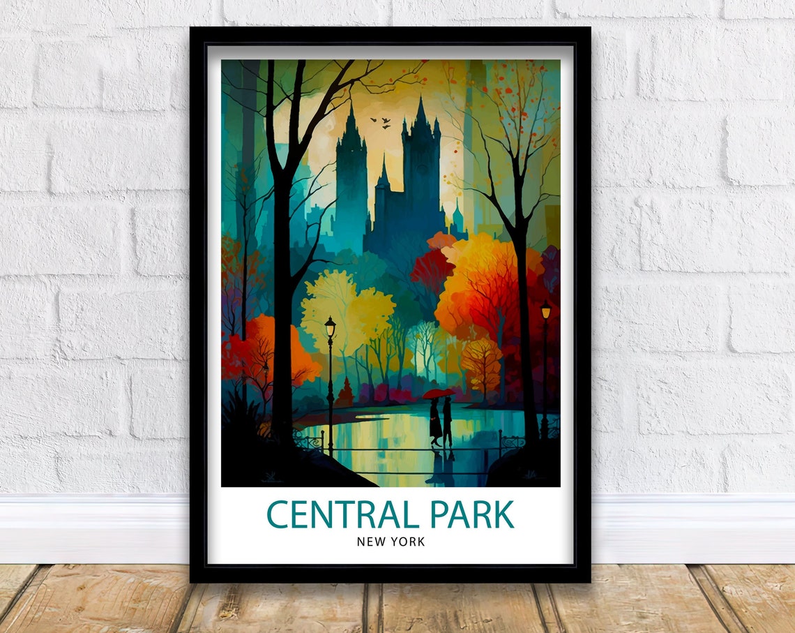 Central Park New York Autumn Fall Foliage Skyscraper View Poster