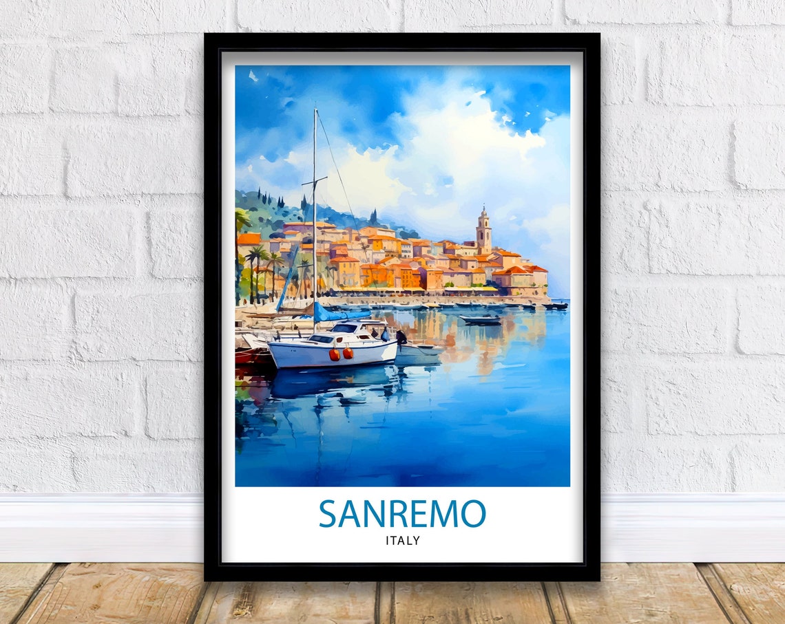 Sanremo Italy Travel Print Sanremo Wall Decor Sanremo Poster Italy Travel Prints Sanremo Art Print Sanremo Illustration Sanremo Wall Art
