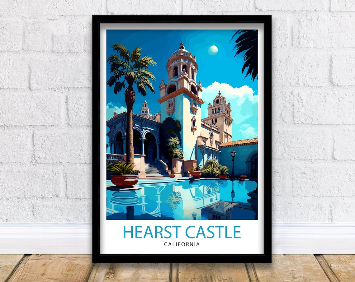 Hearst Castle California Travel Poster, Home Decor