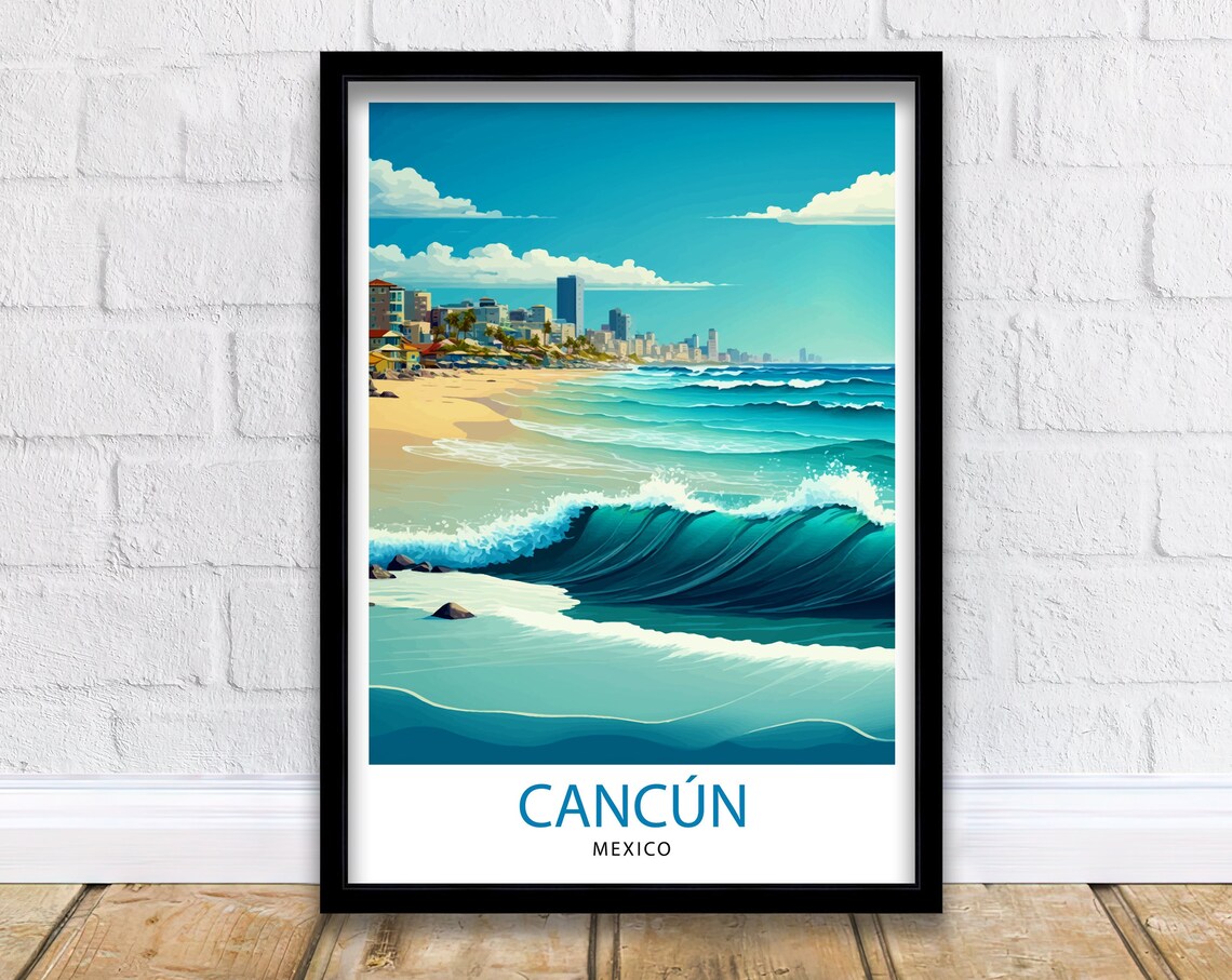 Cancun Mexico Travel Poster, Home Living Decor