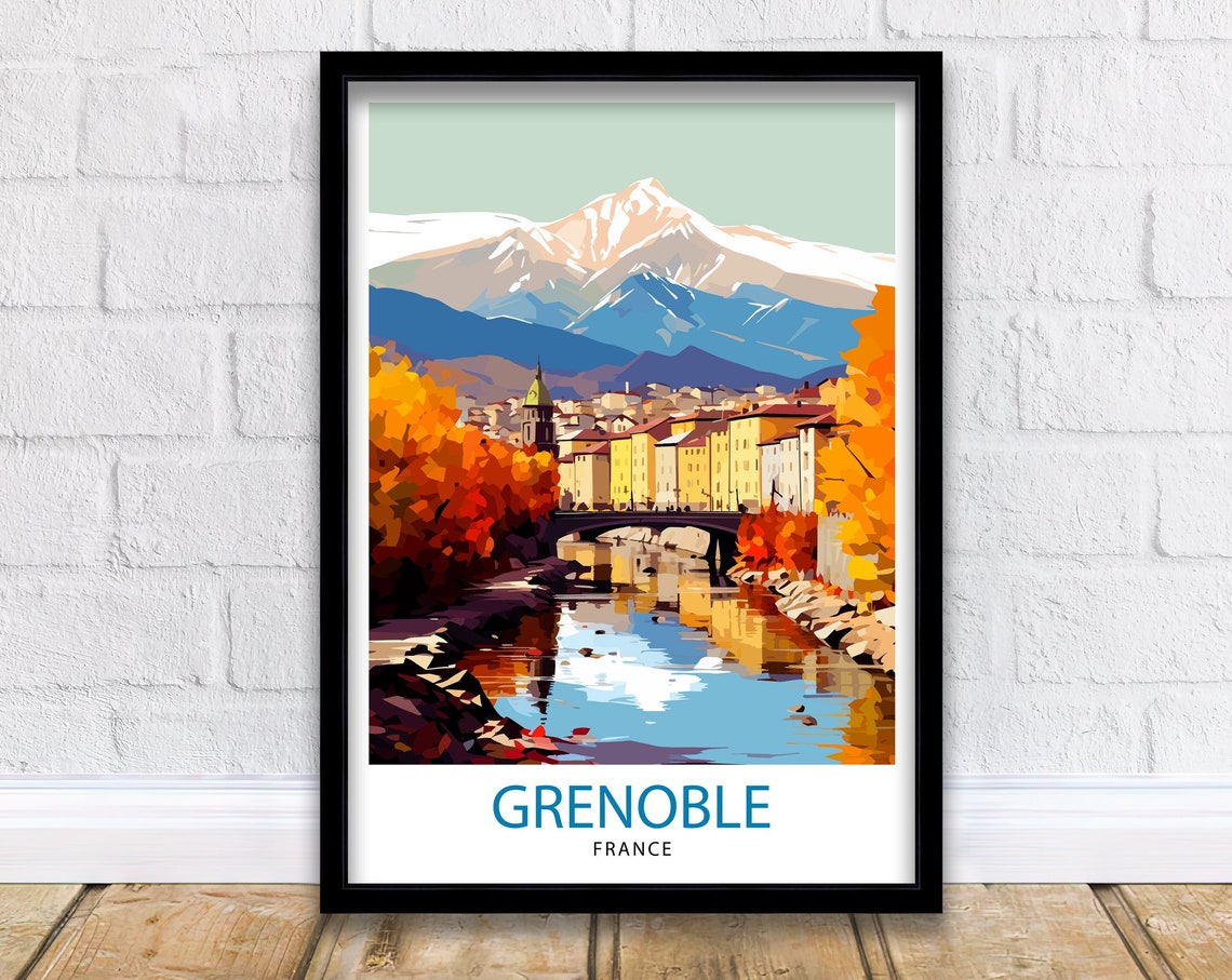 Grenoble France Travel Print France Wall Decor Grenoble Poster French Alps Travel Prints France Art Print Grenoble Illustration French