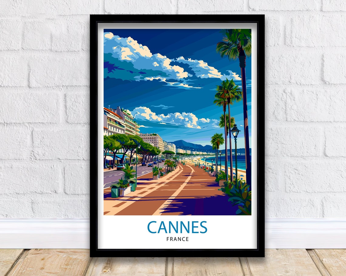 Cannes France Travel Print Cannes Wall Decor Cannes Poster French Riviera Travel Prints Cannes Art Print Cannes Illustration