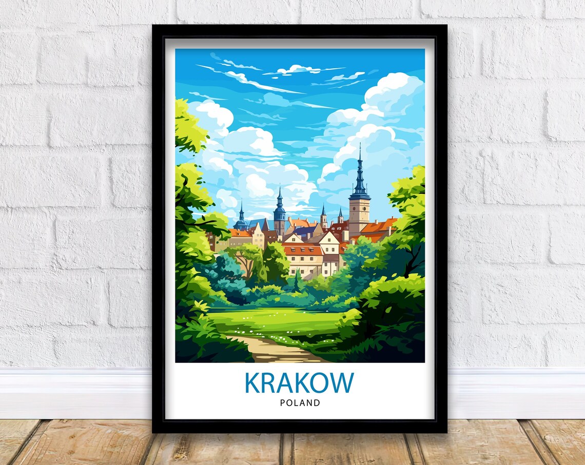 Krakow Poland Travel Poster, Europe Wall Decor