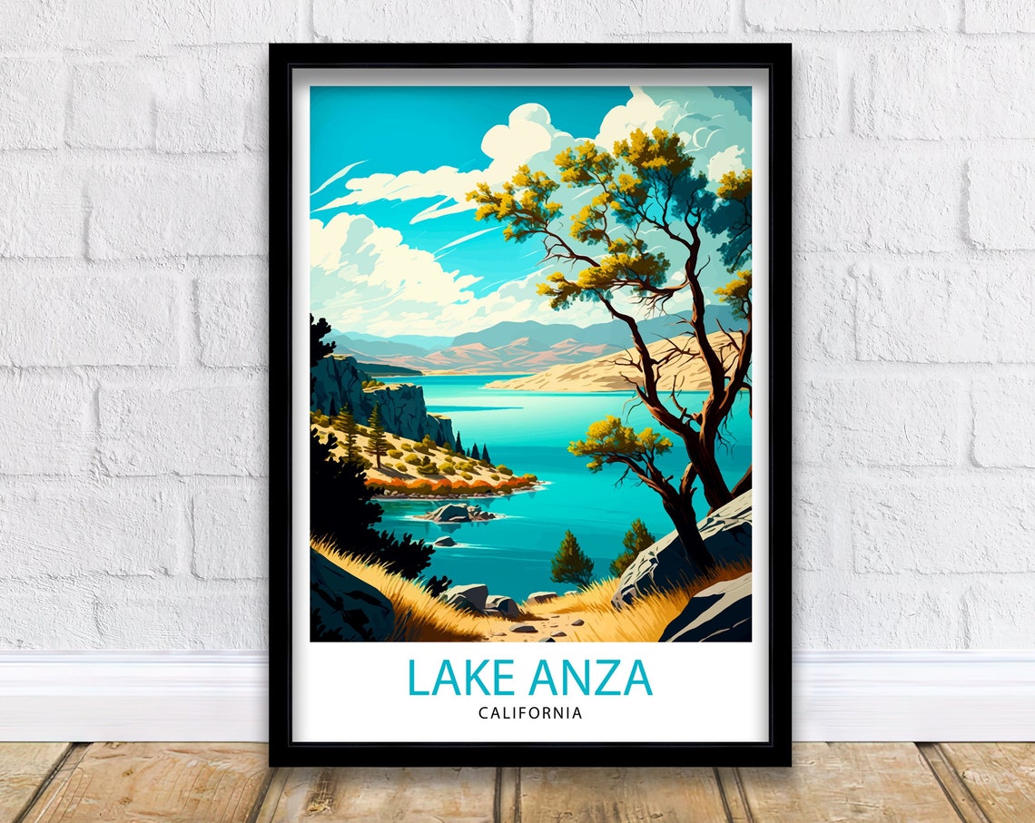 Lake Anza California Travel Print Lake Anza Wall Art California Home Decor Lake Anza Illustration Travel Poster Gift For California Lovers