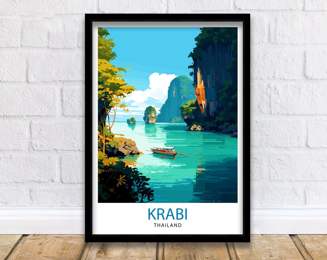 Krabi Thailand Travel Poster, Asia Wall Decor