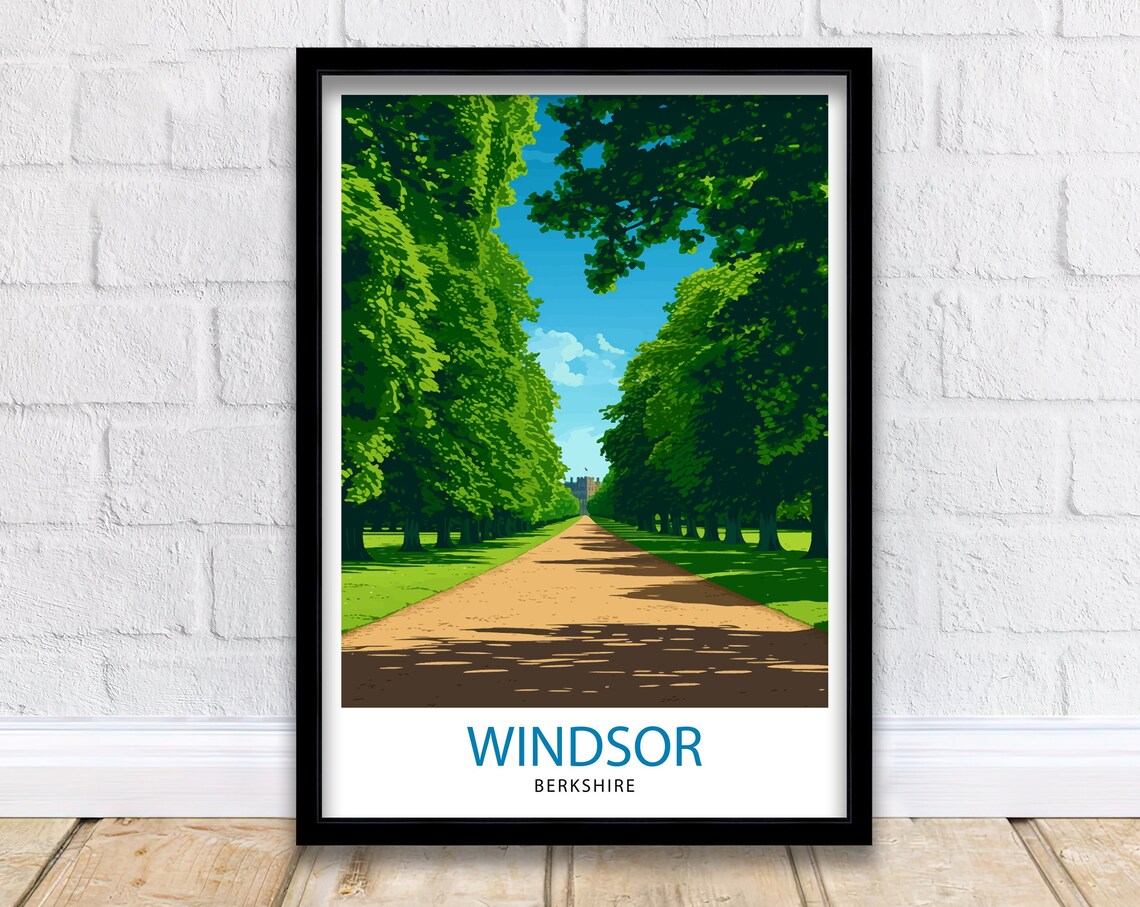 Windsor Berkshire Tree Lined Avenue England Green Landscape Poster