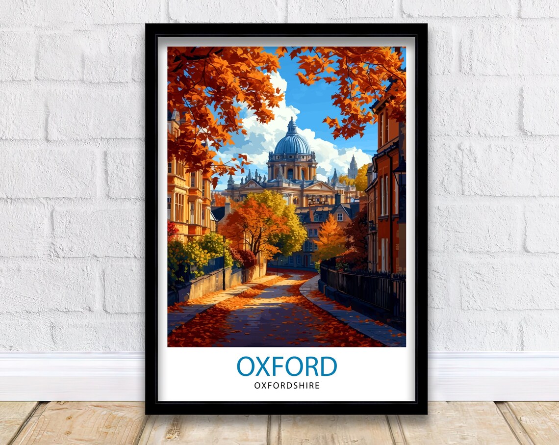Oxford, England Travel Poster, Oxfordshire Decor
