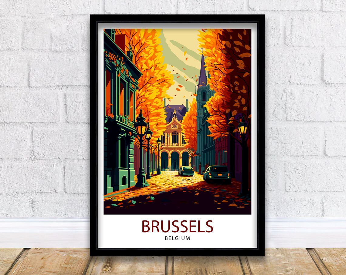 Brussels Belgium Travel Poster, Belgium Wall Art