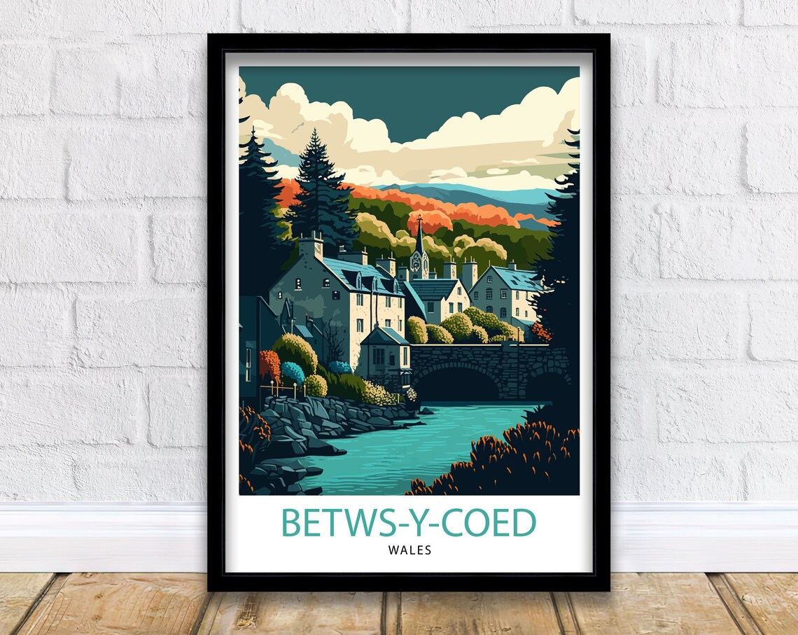 Betws Y Coed Travel Poster, Wales Illustration