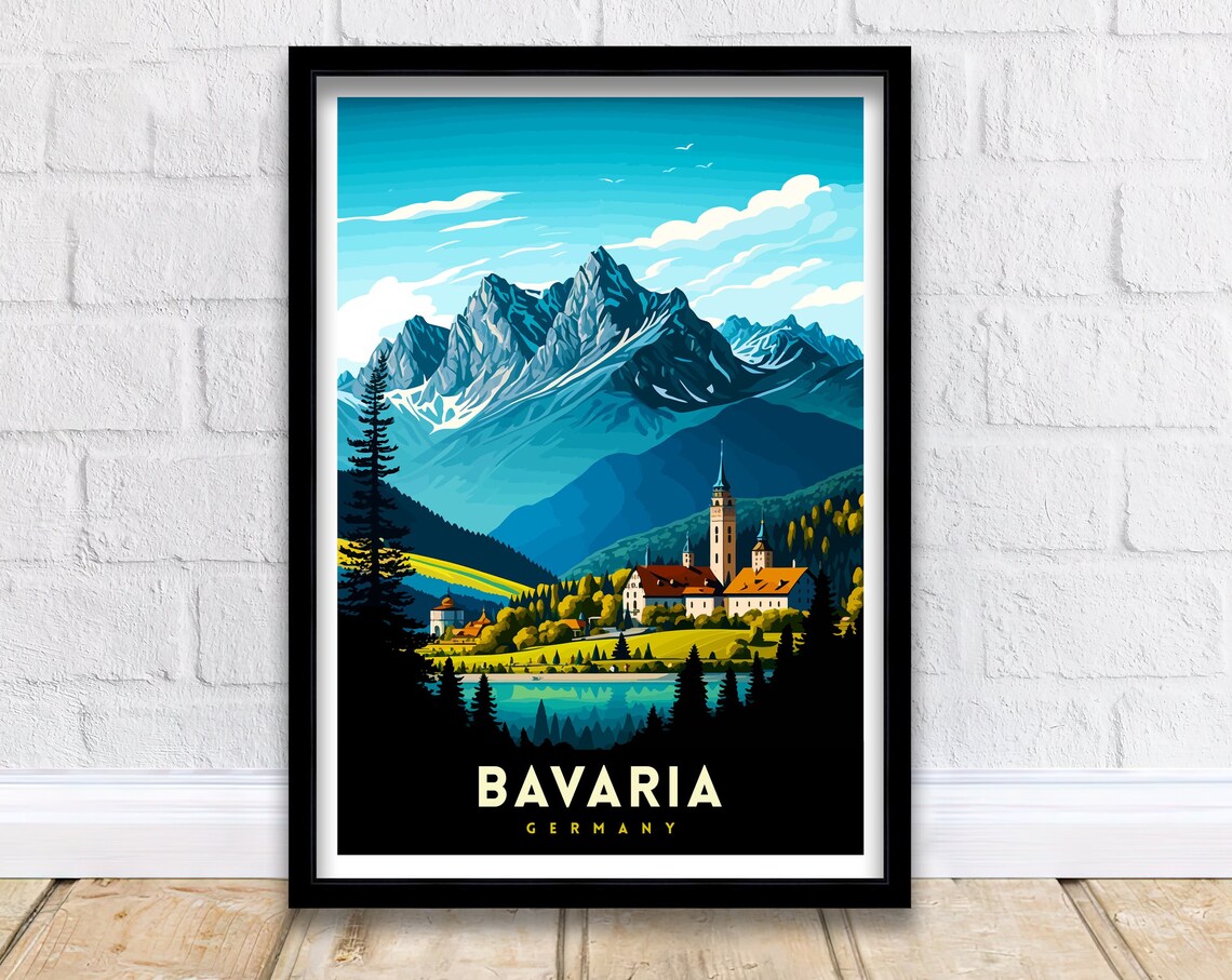 Bavaria Germany Travel Poster, Europe Wall Decor