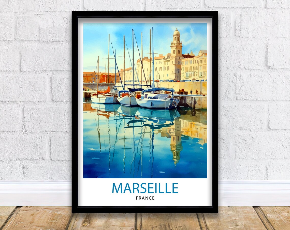 Marseille France Old Port Sailboats Harbor Art Travel Poster