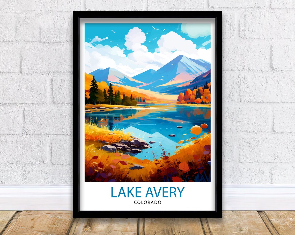 Lake Avery Colorado Autumn Gold Foliage Reflection Lake Poster