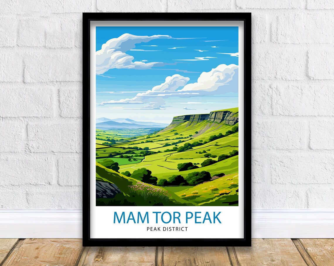 Mam Tor Peak District Green Rolling Hills Panorama Vista Poster