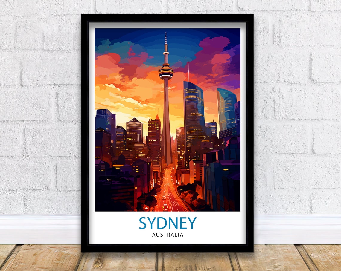 Sydney Australia Sunset Skyline Tower Observation Deck Poster