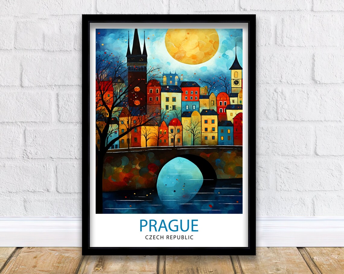 Prague, Czech Republic Vintage Travel Poster