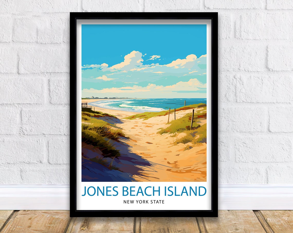 Jones Beach Island New York State Sandy Dunes Ocean Travel Poster