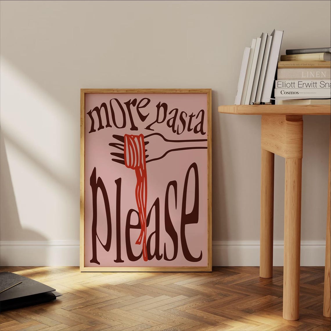 More Pasta Please Spaghetti Fork Mid Century Modern Kitchen Poster - Image 3