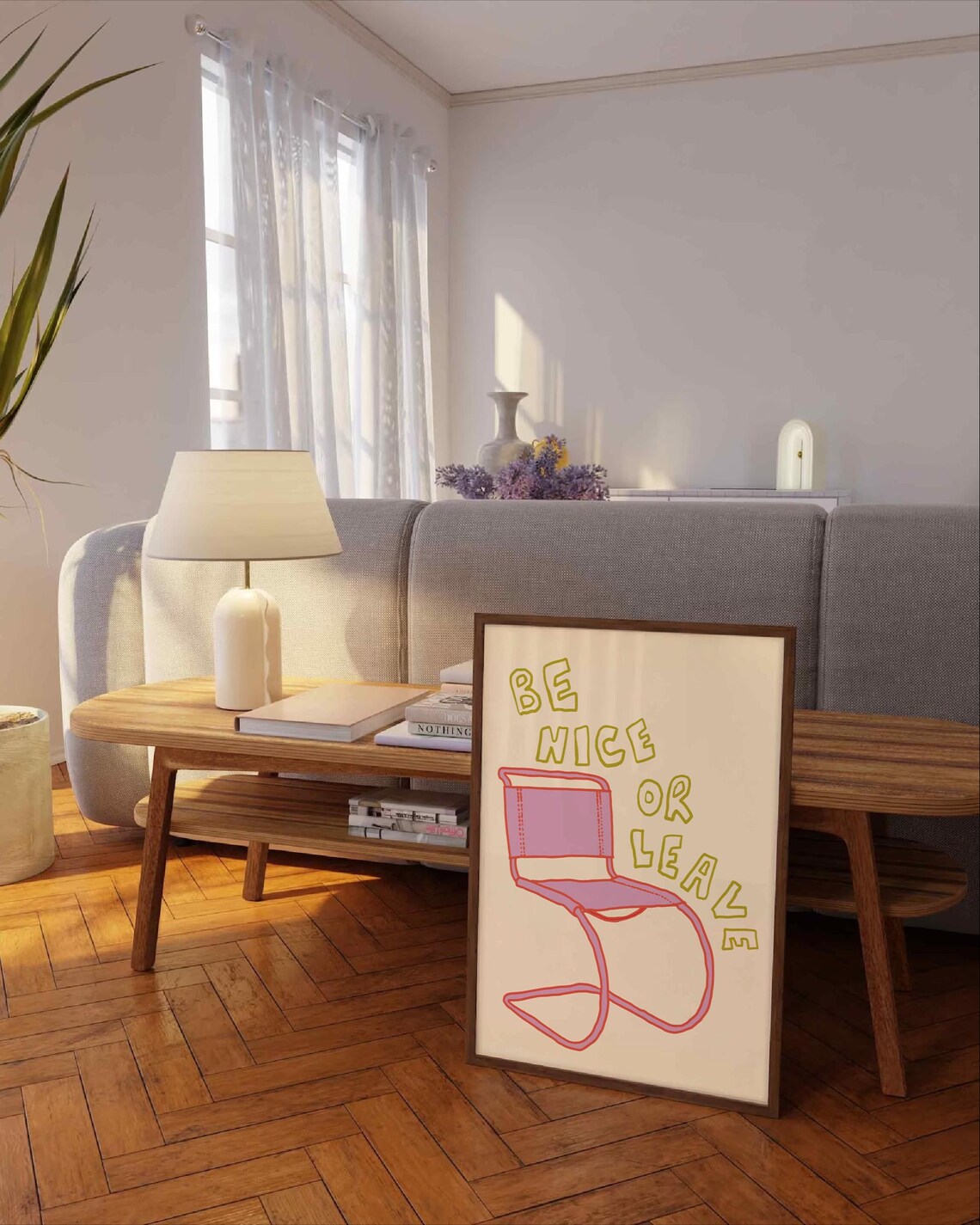 Be Nice Or Leave Retro Wall Art Print - Image 3