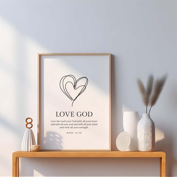 Mark 1230 Niv Love The Lord Your God With All Heart Bible Verse Print Christian Wall Art Scripture