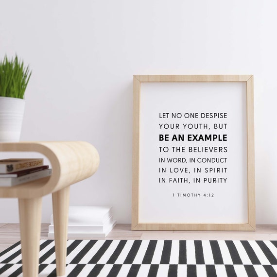 1 Timothy 4:12 NKJV Bible Verse Art Print