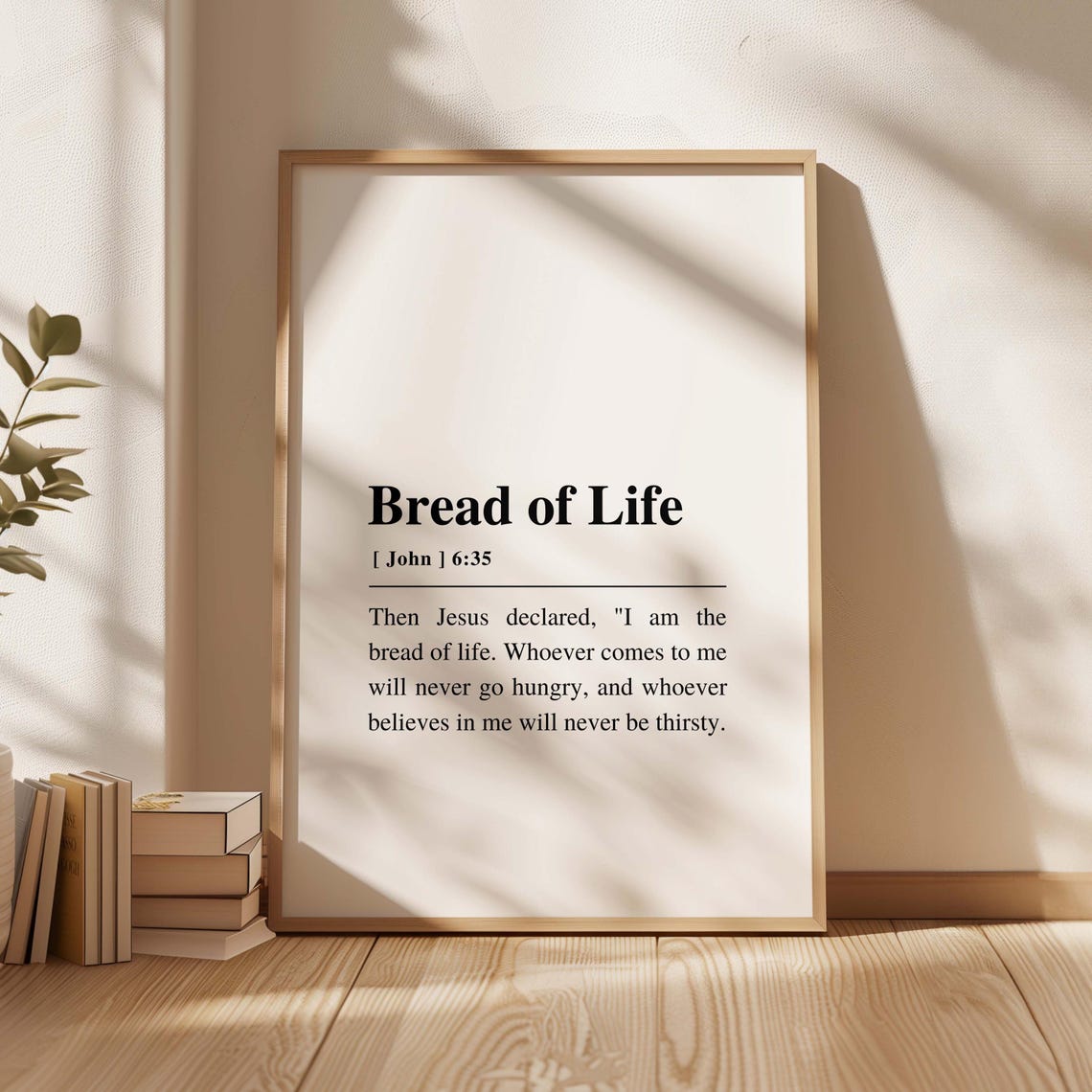 Bread of Life John 6:35 Minimalist Christian Scripture Poster