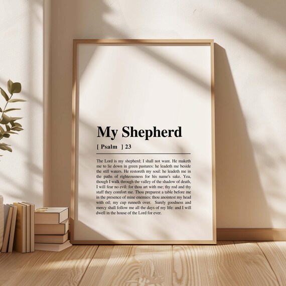 Psalm 23 My Shepherd Bible Verse Minimal Scripture Typography Poster