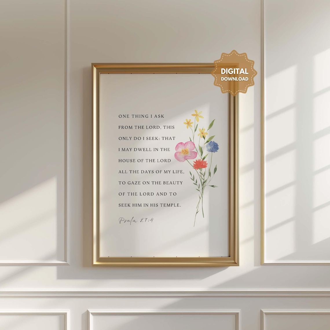 Psalm 274 Floral Bible Verse Art Print