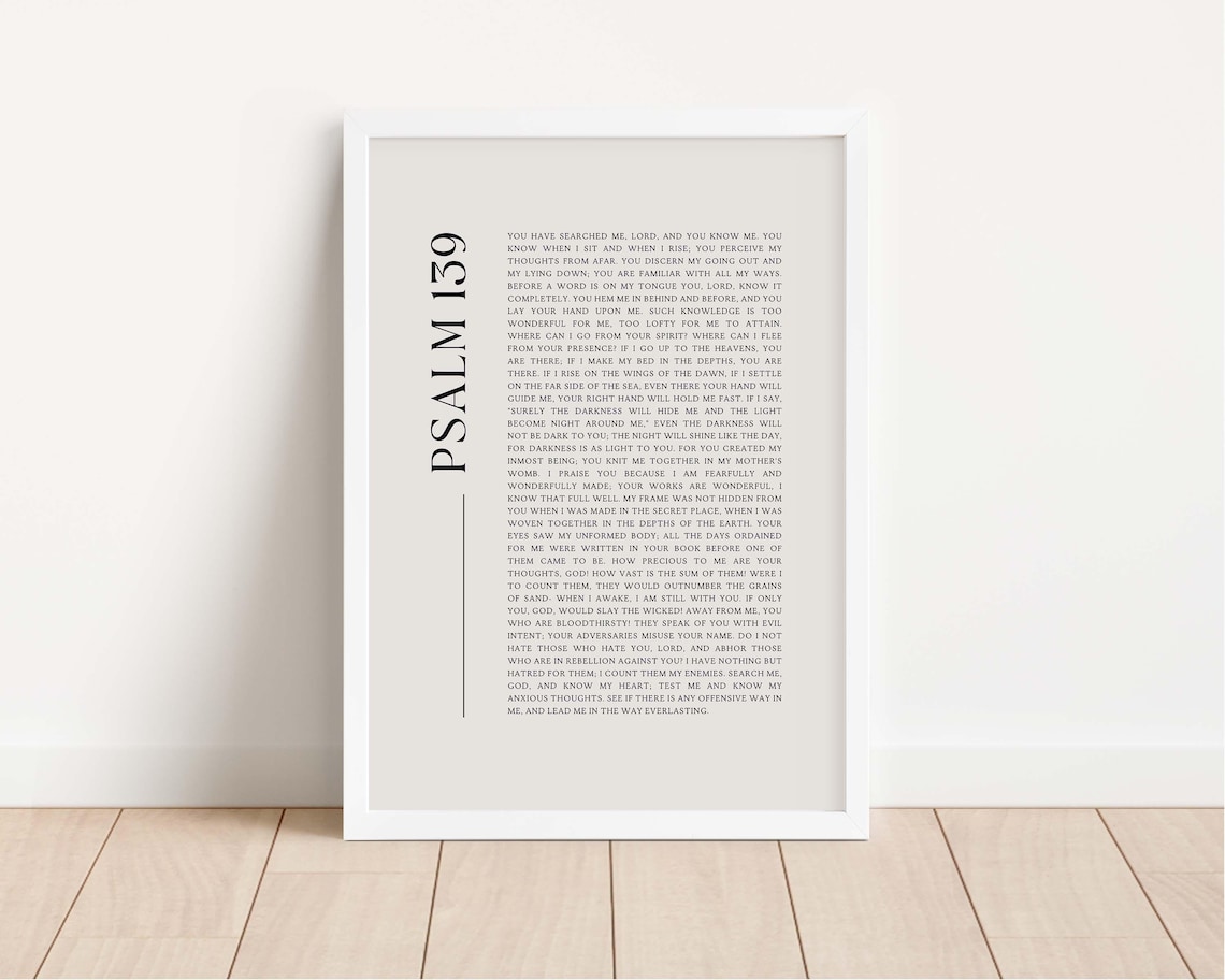 Psalm 139 Niv Bible Verse, Christian Home Decor Art Print