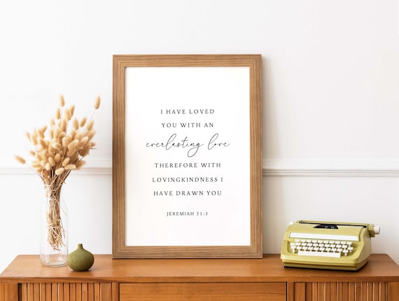 Jeremiah 313 Everlasting Love Minimalist Christian Verse Wall Art