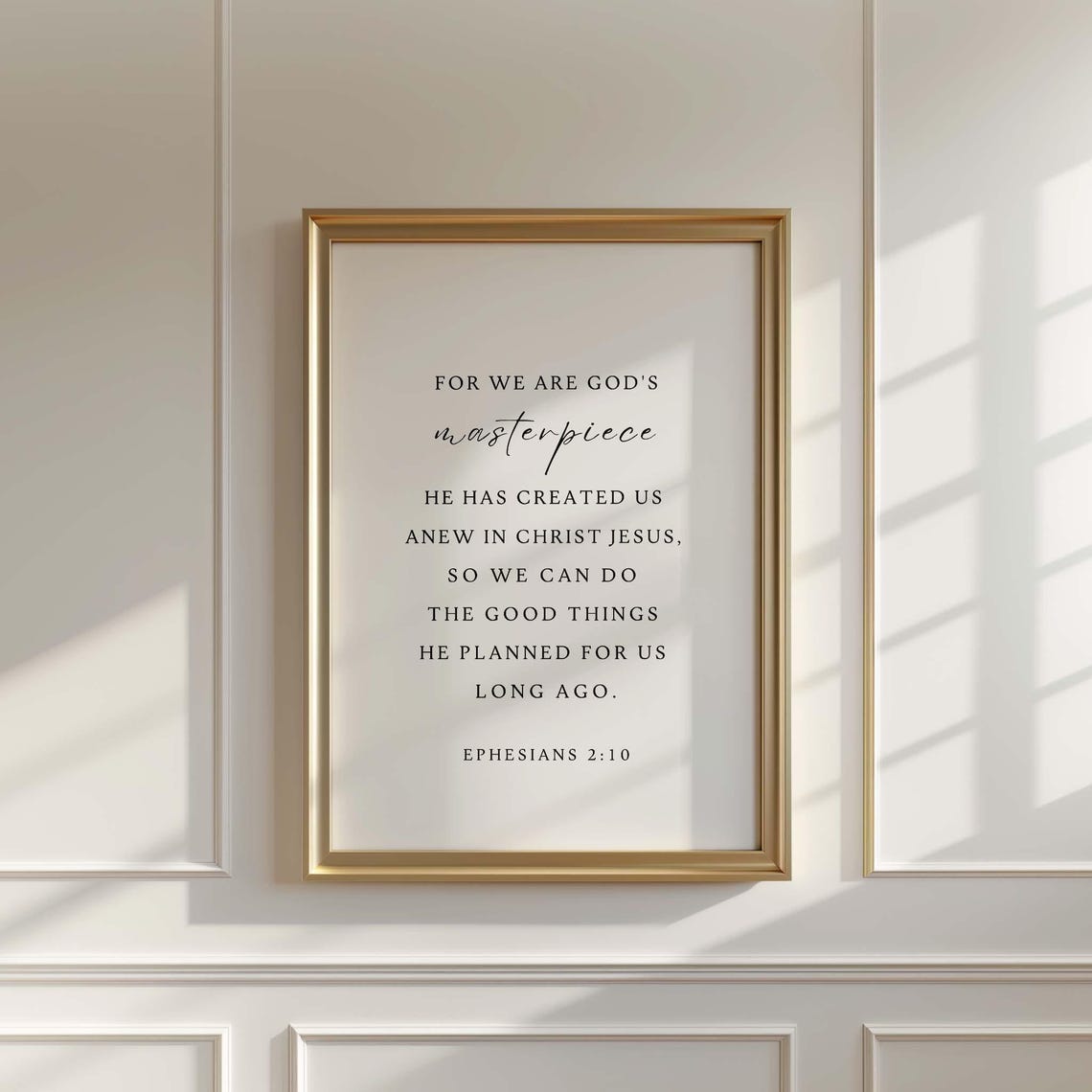 Ephesians 2 10 God's Masterpiece Christian Typography Wall Art
