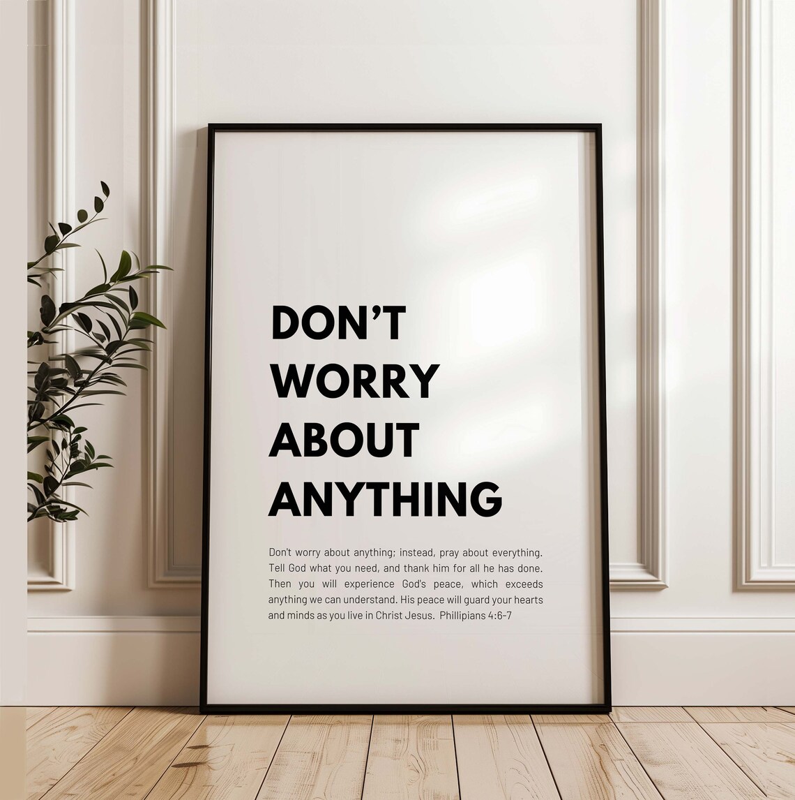 Philippians 4:6-7 NLT, Bible Verse Art Print