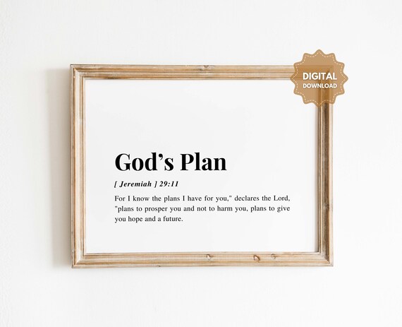 Jeremiah 2911 Niv For I Know The Plan Hope And A Future Gods Horizontal Bible Verse Christian Wall Art Print Scripture