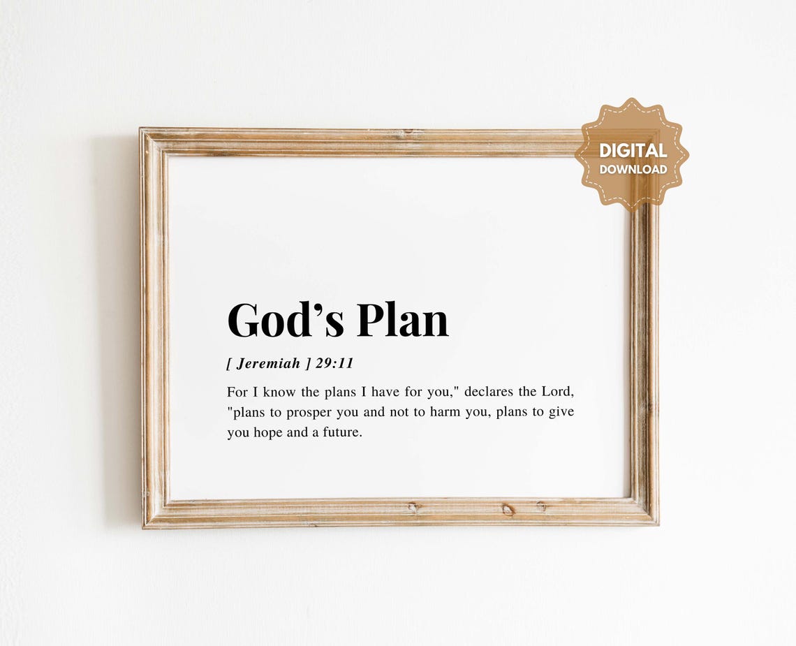 Gods Plan Jeremiah 2911 Bible Verse Horizontal Typography Poster