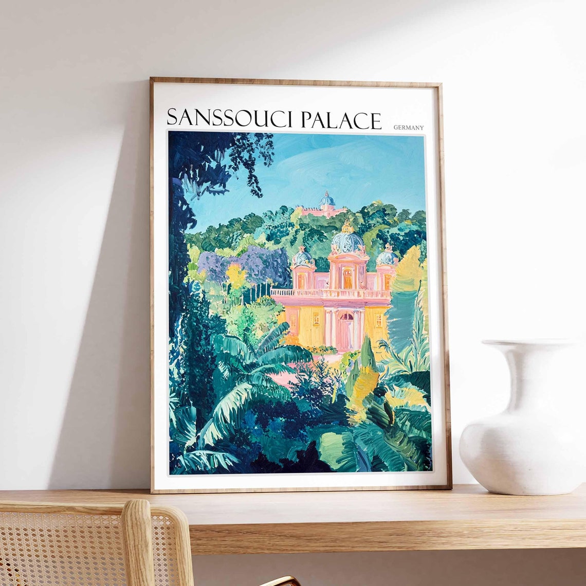 Sanssouci Palace Poster Sanssouci Palace Travel Print German Travel Poster German City Art Travel Poster Travel Wall Art German Gift
