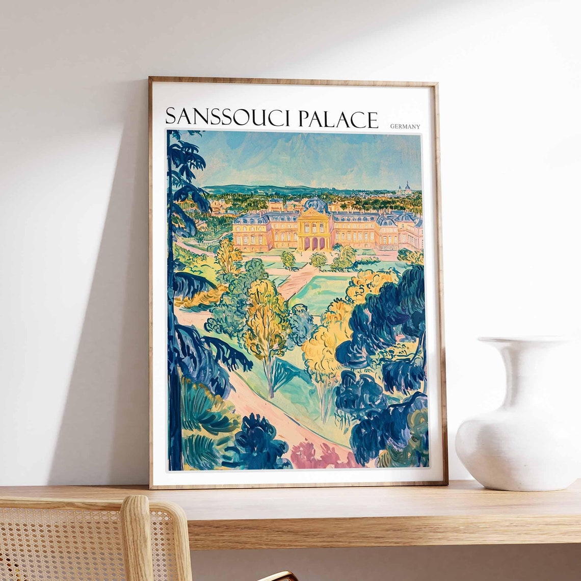 Sanssouci Palace Poster Sanssouci Palace Travel Print German Travel Poster German City Art Travel Poster Travel Wall Art German Gift