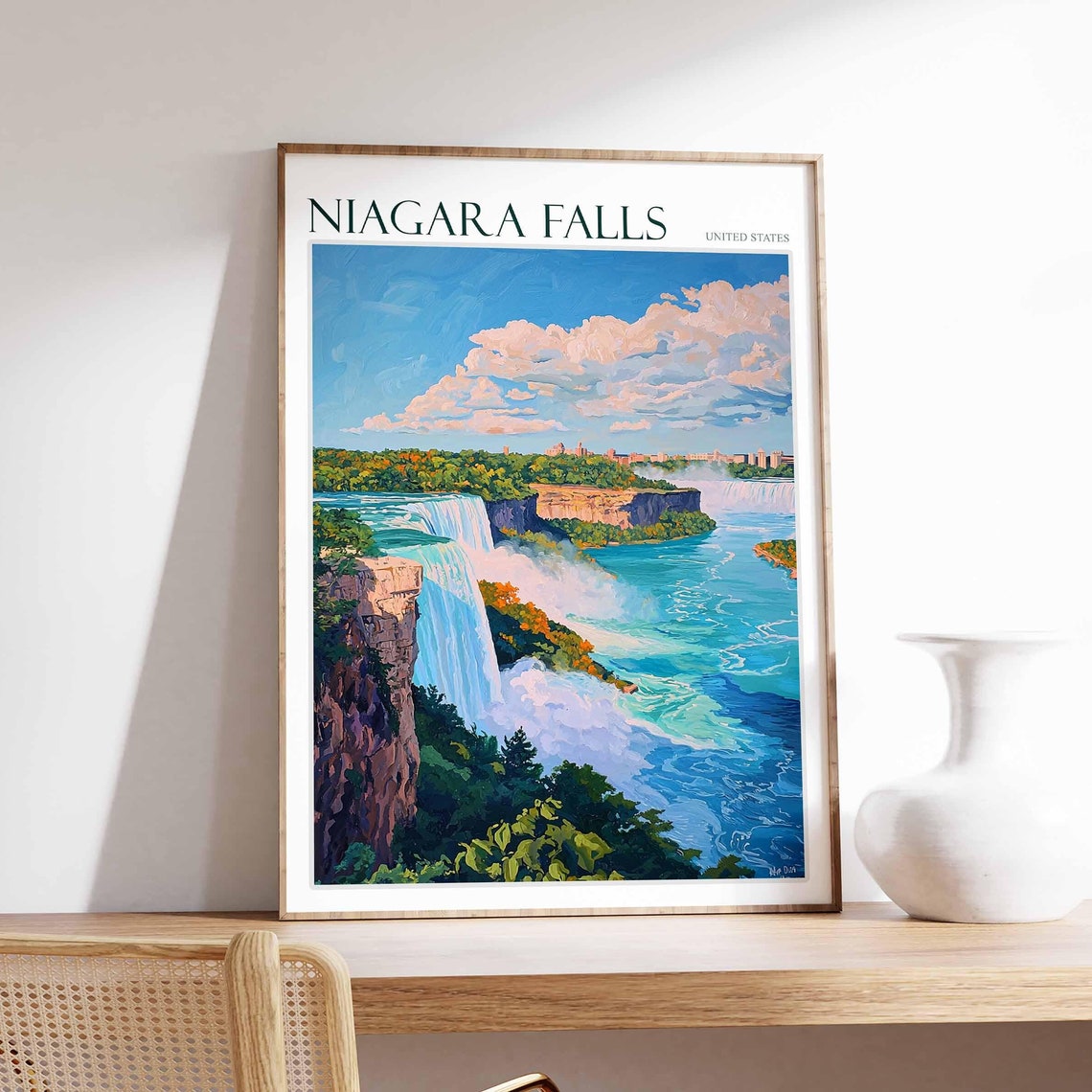 Niagara Falls Poster Niagara Falls Travel Print United States Travel Poster Travel Art Travel Poster United States Wall Art
