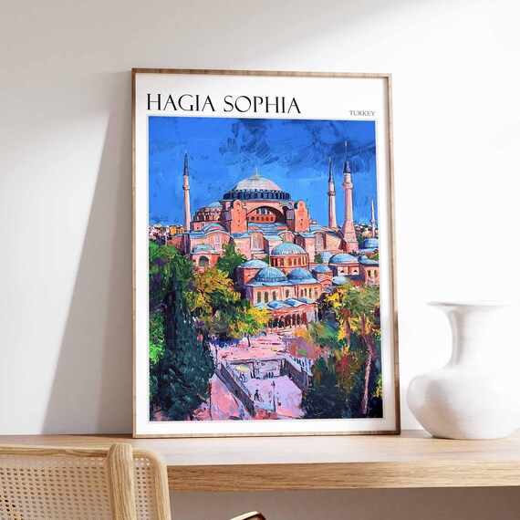 Hagia Sophia Poster Turkey Travel Print Islamic Wall Art Tropical Decor Botanical Print Turkey Gift Hagia Sophia Wall Art